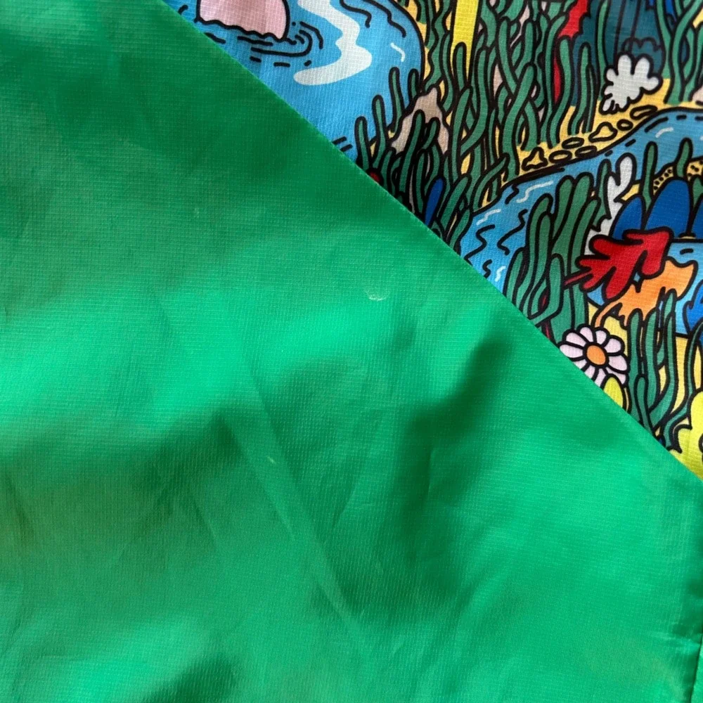 Bonobos Fielder XXL 1/2 Zip Anorak Water Creatures Print Hooded Jacket Green